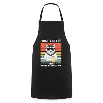 Siberian Husky Kaffee - Kochschürze - Schwarz - Vorne - AI Model Male 185 dark (185cm)
