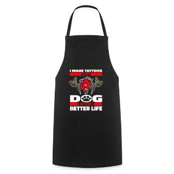 Tattoo Artist Tattoo Dog - Cooking Apron - black - Front - AI Model Male 185 dark (185cm)
