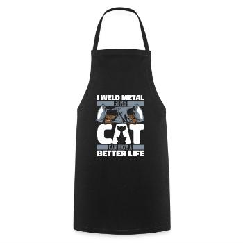Forgeron Métallurgiste Chat - Tablier de cuisine - noir - Devant - AI Model Male 185 dark (185cm)