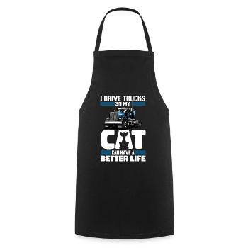 Truck Driver Trucker Truck Driver Cat - Cooking Apron - black - Front - AI Model Male 185 dark (185cm)