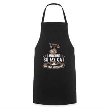 Antiques Antique Dealer Cat - Cooking Apron - black - Front - AI Model Male 185 dark (185cm)