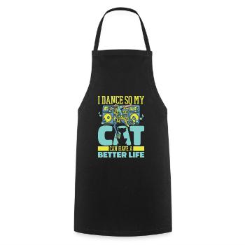 Dancing Dancer Cat - Cooking Apron - black - Front - AI Model Male 185 dark (185cm)