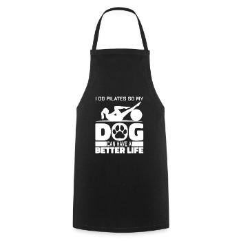Pilates dog - Cooking Apron - black - Front - AI Model Male 185 dark (185cm)