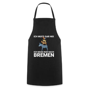 Ich muss gar nix, ich muss nur nach Bremen Design - Kochschürze - Schwarz - Vorne - AI Model Male 185 dark (185cm)