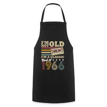 Vintage 1966 born birthday saying - Cooking Apron - black - Front - AI Model Male 185 dark (185cm)
