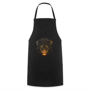Lion Face Painting Artwork - Cooking Apron - black - Front - AI Model Male 185 dark (185cm)