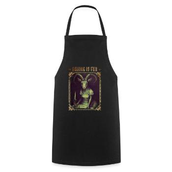 Baking is Fun Goth - Cooking Apron - black - Front - AI Model Male 185 dark (185cm)