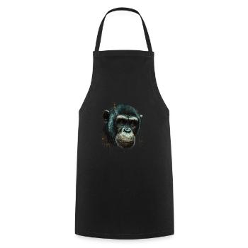 Chimpanzee Monkey Portrait - Cooking Apron - black - Front - AI Model Male 185 dark (185cm)