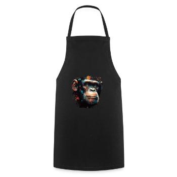 Chimpanzee Monkey Portrait - Cooking Apron - black - Front - AI Model Male 185 dark (185cm)