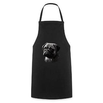 Mops-schablonen-design Weiß Und Schwarz - Kochschürze - Schwarz - Vorne - AI Model Male 185 dark (185cm)