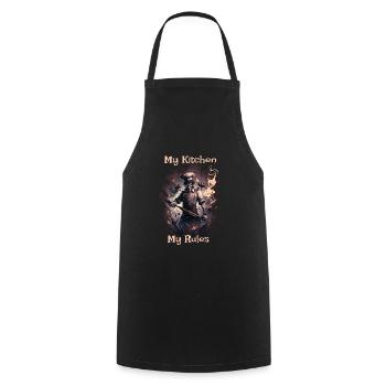 My kitchen My rules Home Gothic Cook - Cooking Apron - black - Front - AI Model Male 185 dark (185cm)
