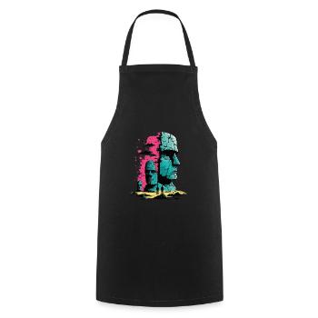 Statue de tête de Rapa Nui Moai Île de Pâques - Tablier de cuisine - noir - Devant - AI Model Male 185 dark (185cm)