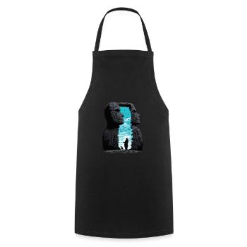 Statue de tête de Rapa Nui Moai Île de Pâques - Tablier de cuisine - noir - Devant - AI Model Male 185 dark (185cm)