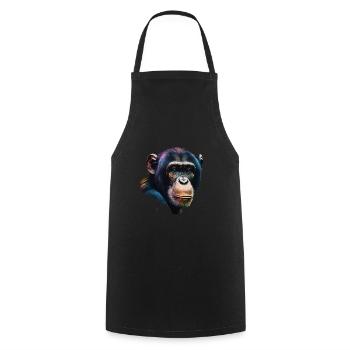Chimpanzee Monkey Portrait - Cooking Apron - black - Front - AI Model Male 185 dark (185cm)