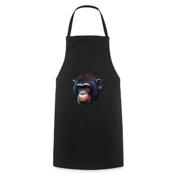Chimpanzee Monkey Portrait - Cooking Apron - black - Front - AI Model Male 185 dark (185cm)