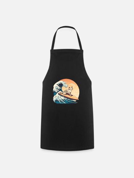 Chat Kanagawa Art japonais - Tablier de cuisine - noir