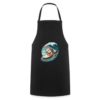 Pig Kanagawa Japanese Art - Cooking Apron - black - Front - AI Model Male 185 dark (185cm)
