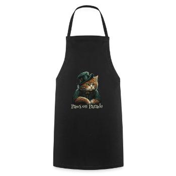 Paws on Parade Cat St. Patty Day - Cooking Apron - black - Front - AI Model Male 185 dark (185cm)