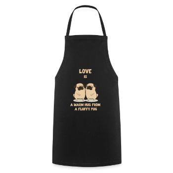 L’amour est un câlin chaleureux d’un carlin moelleux - Tablier de cuisine - noir - Devant - AI Model Male 185 dark (185cm)