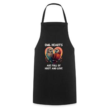 Owl Hearts are Foll of Hoot & Love Valentine's Day - Cooking Apron - black - Front - AI Model Male 185 dark (185cm)