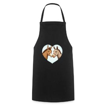 Donkey and Horse Love Valentine's Day - Cooking Apron - black - Front - AI Model Male 185 dark (185cm)