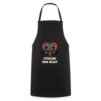 Raccoon Steeling Your Heart Valentine's Day - Cooking Apron - black - Front - AI Model Male 185 dark (185cm)