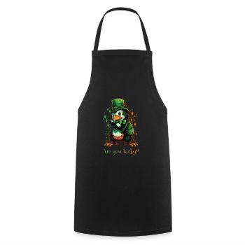 Are you happy? Penguin St. Patty - Cooking Apron - black - Front - AI Model Male 185 dark (185cm)