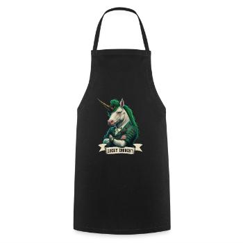 Lucky Enough? Unicorn St. Patty - Cooking Apron - black - Front - AI Model Male 185 dark (185cm)