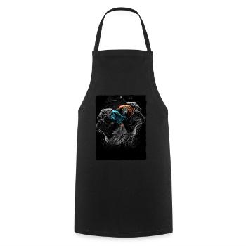 Pug Portrait - Cooking Apron - black - Front - AI Model Male 185 dark (185cm)