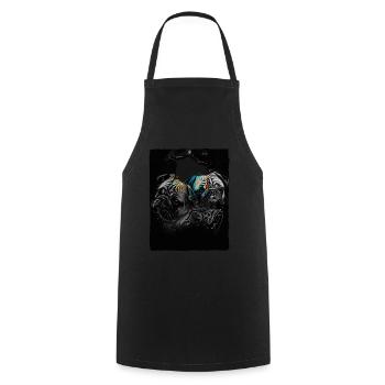 Pug Portrait - Cooking Apron - black - Front - AI Model Male 185 dark (185cm)