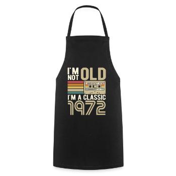 Born in 1972 classic - Cooking Apron - black - Front - AI Model Male 185 dark (185cm)