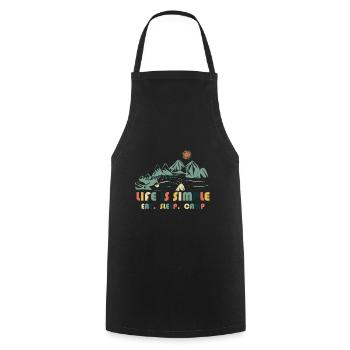 La vie est simple. Manger. Dormir. Camp - Tablier de cuisine - noir - Devant - AI Model Male 185 dark (185cm)