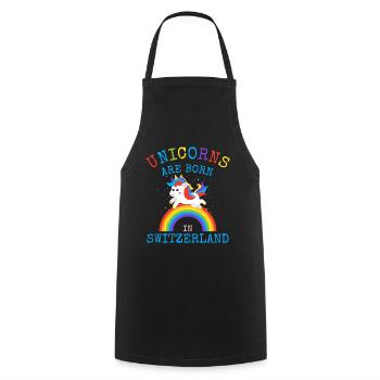 Les licornes sont nées en Suisse.Funny Unicorn Kid - Tablier de cuisine - noir - Devant - AI Model Male 185 dark (185cm)