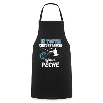 Je garde la peche Idée Cadeau Papa Pêcheur - Tablier de cuisine - noir - Devant - AI Model Male 185 dark (185cm)