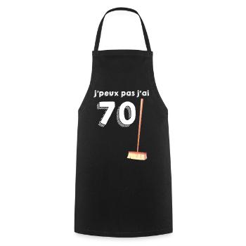 70 ans Anniversaire Homme Femme - Tablier de cuisine - noir - Devant - AI Model Male 185 dark (185cm)