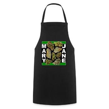 Mary Jane 420 Cannabis Marihuana CBD Hanf Gras THC - Kochschürze - Schwarz - Vorne - AI Model Male 185 dark (185cm)
