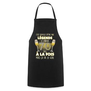 Anniversaire Pour Ma Légende de 70 ans - Tablier de cuisine - noir - Devant - AI Model Male 185 dark (185cm)