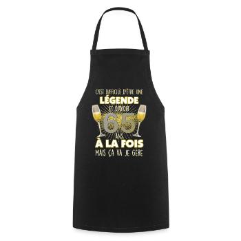 Anniversaire 65 ans papa Et Maman Légende - Tablier de cuisine - noir - Devant - AI Model Male 185 dark (185cm)