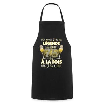 75 ans anniversaire grand-père ou grand-mère - Tablier de cuisine - noir - Devant - AI Model Male 185 dark (185cm)