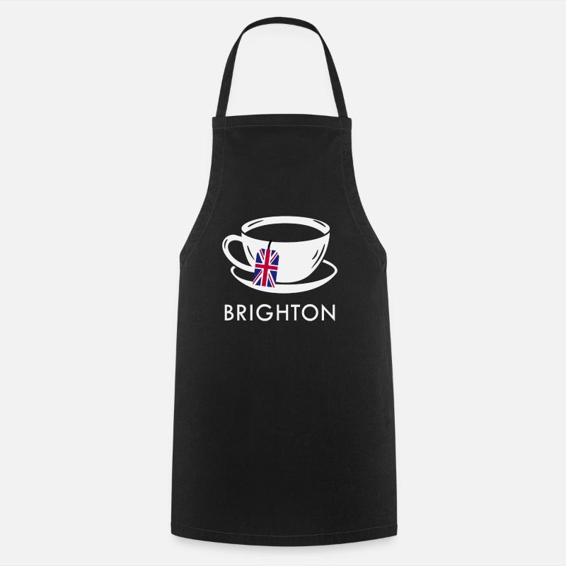 Brighton Tea Cup UK Flag Teabag - Cooking Apron - black