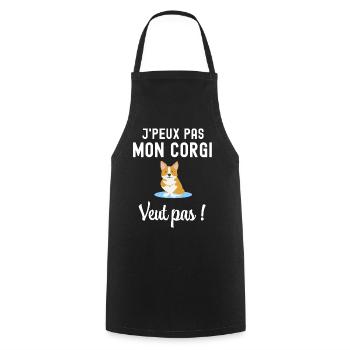 Chien De Race Humour Welsh Corgi - Tablier de cuisine - noir - Devant - AI Model Male 185 dark (185cm)