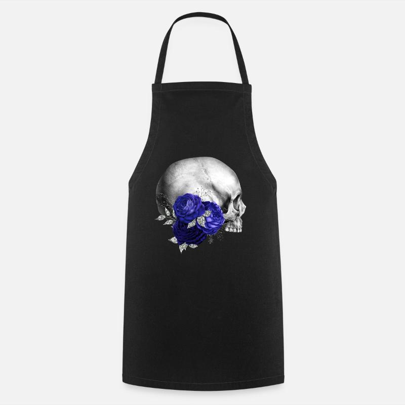 Nuit fleurs gothique goth crâne mort crâne punk - Tablier de cuisine - noir