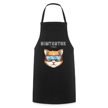 Hintertux Tirol Österreich Retro Ski Katze - Kochschürze - Schwarz - Vorne - AI Model Male 185 dark (185cm)