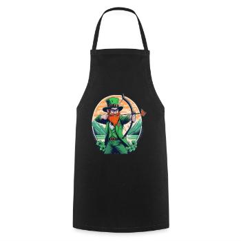 St. Patrick's Day Kleeblatt Bogenschießen - Kochschürze - Schwarz - Vorne - AI Model Male 185 dark (185cm)