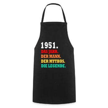 Jahrgang 1951 Vater Opa Geburtsjahr 1951 Geschenk - Kochschürze - Schwarz - Vorne - AI Model Male 185 dark (185cm)
