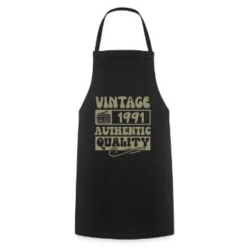 Authentic 1991 Vintage 1991 - Vintage 1991 Retro - Cooking Apron - black - Front - AI Model Male 185 dark (185cm)