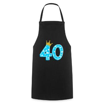 40 Krone 40th birthday 40 years - Cooking Apron - black - Front - AI Model Male 185 dark (185cm)