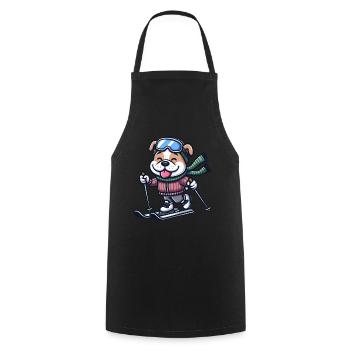 Bulldog Terrier Ski Skier Dog - Cooking Apron - black - Front - AI Model Male 185 dark (185cm)