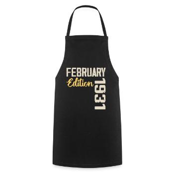 Février 1931 Anniversaire Février 1931 Rétro - Tablier de cuisine - noir - Devant - AI Model Male 185 dark (185cm)