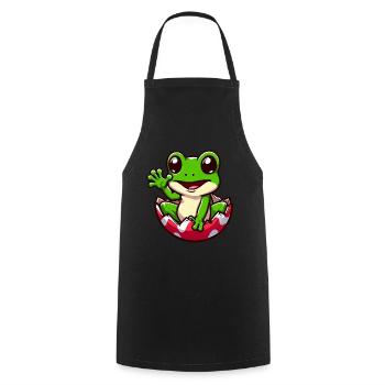 Colorful Easter Egg with Hatching Frog Design - Cooking Apron - black - Front - AI Model Male 185 dark (185cm)